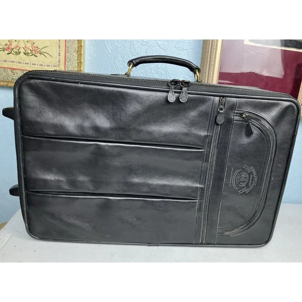 Vintage Ghurka 2 Way 1990s Traveler 52 Suitcase Marley Hodgson Black Leather